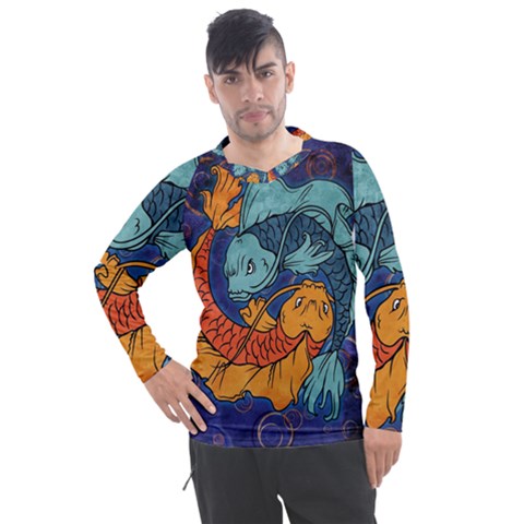 Koi Fish Men s Pique Long Sleeve Tee by ExtraAwesomeSauce