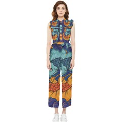 Koi Fish Women s Frill Top Jumpsuit by ExtraAwesomeSauce