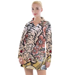 White Tiger Women s Long Sleeve Casual Dress by ExtraAwesomeSauce