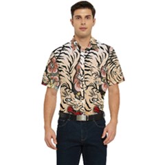 White Tiger Men s Short Sleeve Pocket Shirt  by ExtraAwesomeSauce