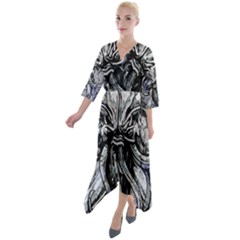 Kraken Quarter Sleeve Wrap Front Maxi Dress by ExtraAwesomeSauce