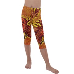 Phoenix Rising Kids  Lightweight Velour Capri Leggings  by ExtraAwesomeSauce