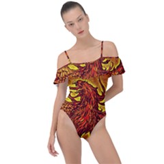 Phoenix Rising Frill Detail One Piece Swimsuit by ExtraAwesomeSauce