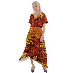 Phoenix Rising Cross Front Sharkbite Hem Maxi Dress by ExtraAwesomeSauce