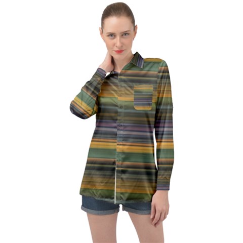 Multicolored Linear Abstract Print Long Sleeve Satin Shirt by dflcprintsclothing