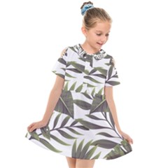 Green Leaves Kids  Short Sleeve Shirt Dress by goljakoff