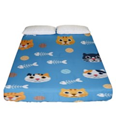 Cute Cat Pattern Fitted Sheet (king Size) by ExtraAwesomeSauce