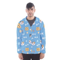 Cute Cat Pattern Men s Hooded Windbreaker by ExtraAwesomeSauce