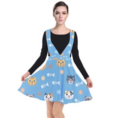 Cute Cat Pattern Plunge Pinafore Dress by ExtraAwesomeSauce