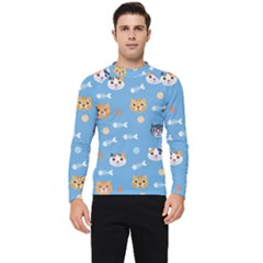 Cute Cat Pattern Men s Long Sleeve Rash Guard by ExtraAwesomeSauce