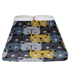 Cute Cat Pattern Fitted Sheet (king Size) by ExtraAwesomeSauce