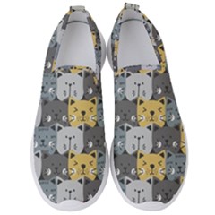 Cute Cat Pattern Men s Slip On Sneakers by ExtraAwesomeSauce