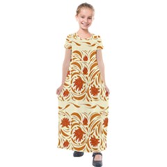 Ornamental Flowers Kids  Short Sleeve Maxi Dress by Eskimos