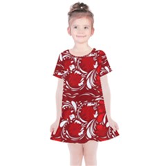 Red Ethnic Flowers Kids  Simple Cotton Dress by Eskimos