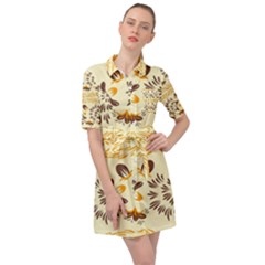 Decorative Flowers Belted Shirt Dress by Eskimos