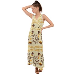 Decorative Flowers V-neck Chiffon Maxi Dress by Eskimos