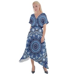 Mandela Flower Cross Front Sharkbite Hem Maxi Dress by ExtraAwesomeSauce