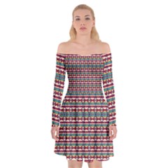 Native American Pattern Off Shoulder Skater Dress by ExtraAwesomeSauce