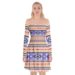 Native American Pattern Off Shoulder Skater Dress by ExtraAwesomeSauce