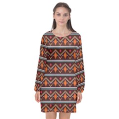 Native American Pattern Long Sleeve Chiffon Shift Dress  by ExtraAwesomeSauce