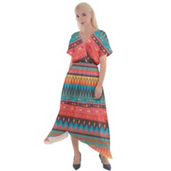 Native American Pattern Cross Front Sharkbite Hem Maxi Dress by ExtraAwesomeSauce