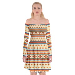 Native American Pattern Off Shoulder Skater Dress by ExtraAwesomeSauce