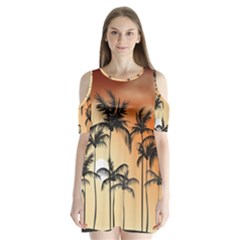 Sunset Palm Trees Beach Summer Shoulder Cutout Velvet One Piece by ExtraAwesomeSauce