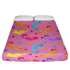 Watercolor Cats Pattern Fitted Sheet (queen Size) by ExtraAwesomeSauce