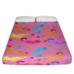 Watercolor Cats Pattern Fitted Sheet (king Size) by ExtraAwesomeSauce