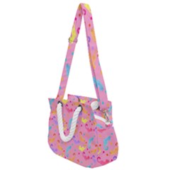 Watercolor Cats Pattern Rope Handles Shoulder Strap Bag by ExtraAwesomeSauce