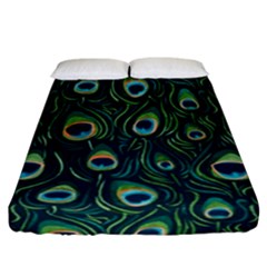 Watercolor Peacock Feather Pattern Fitted Sheet (california King Size) by ExtraAwesomeSauce