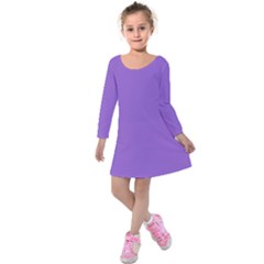 Amethyst Purple Kids  Long Sleeve Velvet Dress by FashionLane