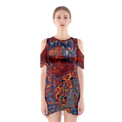 Phoenix In The Rain Abstract Pattern Shoulder Cutout One Piece Dress by CrypticFragmentsDesign