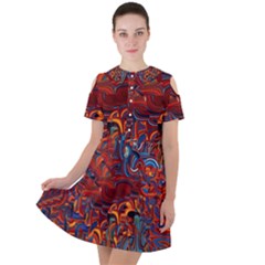 Phoenix In The Rain Abstract Pattern Short Sleeve Shoulder Cut Out Dress  by CrypticFragmentsDesign