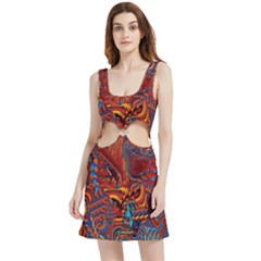 Phoenix Rising Colorful Abstract Art Velvet Cutout Dress by CrypticFragmentsDesign