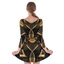 Black and Gold Abstract Line Art Pattern Long Sleeve Skater Dress View2