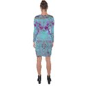 Retro Hippie Abstract Floral Blue Violet Asymmetric Cut-Out Shift Dress View2