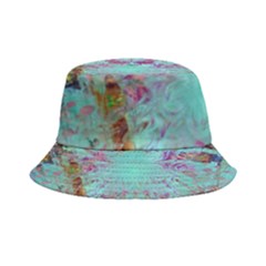 Retro Hippie Abstract Floral Blue Violet Inside Out Bucket Hat by CrypticFragmentsDesign