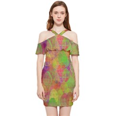 Easter Egg Colorful Texture Shoulder Frill Bodycon Summer Dress by Dutashop