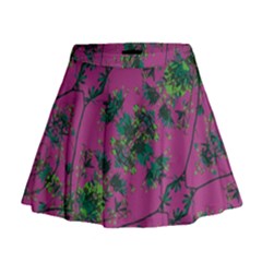 Modern Floral Collage Print Pattern Mini Flare Skirt by dflcprintsclothing