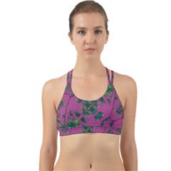 Modern Floral Collage Print Pattern Back Web Sports Bra by dflcprintsclothing