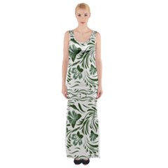 Green Leaves Thigh Split Maxi Dress by Eskimos