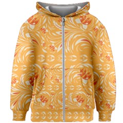 Orange Pattern Kids  Zipper Hoodie Without Drawstring by Eskimos