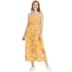 Orange Pattern Boho Sleeveless Summer Dress by Eskimos