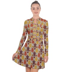 Sea Turtle Sea Life Pattern Long Sleeve Panel Dress by Dutashop