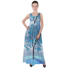 Crystal Blue Tree Empire Waist Velour Maxi Dress by icarusismartdesigns