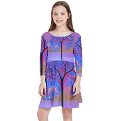 Tree Sunset Kids  Quarter Sleeve Skater Dress by icarusismartdesigns