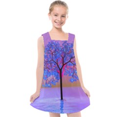 Tree Sunset Kids  Cross Back Dress by icarusismartdesigns