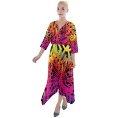 Abstract Jungle Quarter Sleeve Wrap Front Maxi Dress by icarusismartdesigns