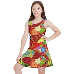 Floral Abstract Kids  Lightweight Sleeveless Dress by icarusismartdesigns